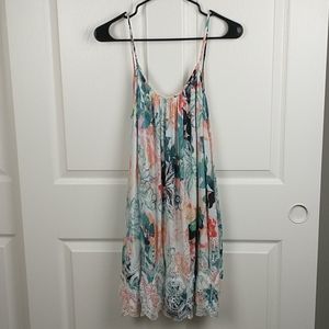 Lovers + Friends floral rayon eyelet dress pockets